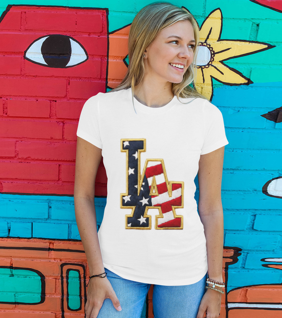 2026 Dodgers 4th Of July LA Stars Stripes T-Shirt