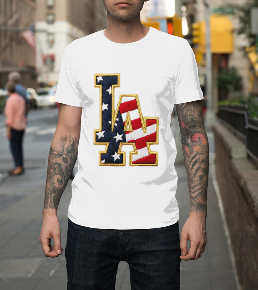 2026 Dodgers 4th Of July LA Stars Stripes T-Shirt