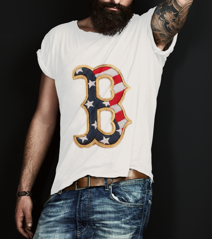 2026 Red Sox Patriotic Stars And Stripes B Logo MLB Fourth Of July T-Shirt