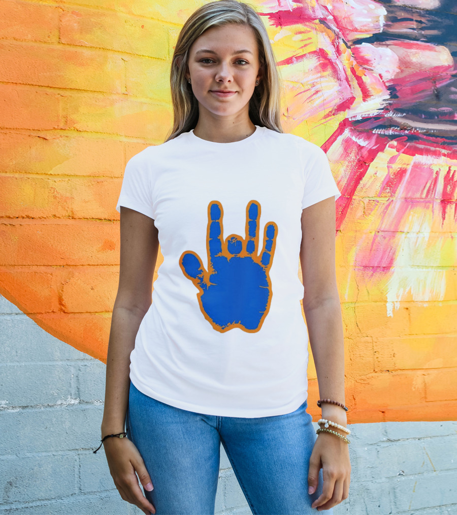 Florida Gators Blue And Orange Handprint Gesture T-Shirt