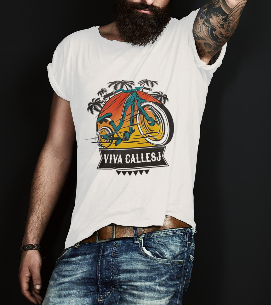 Viva CalleSJ San Jose Bike Tropical Palm Trees T-Shirt