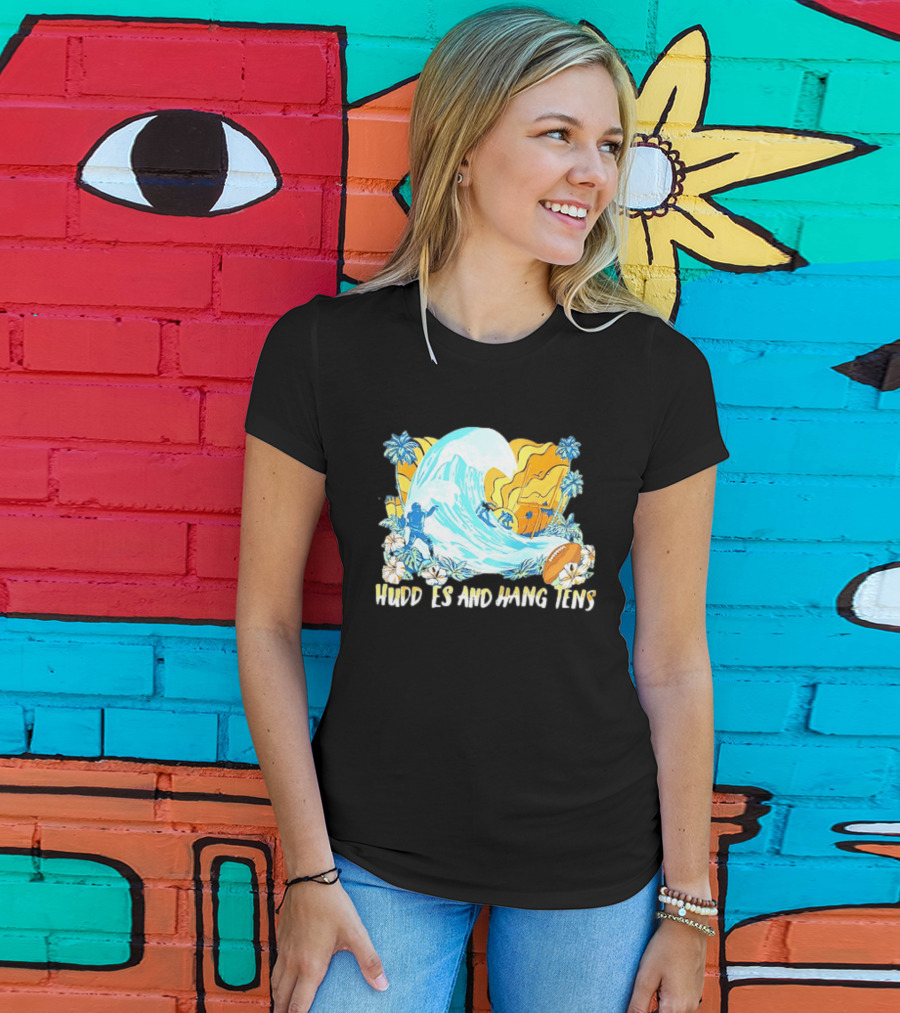 Miami Dolphins Tommy Bahama Huddle And Hang Tens Tropical Surf Football Experience T-Shirt