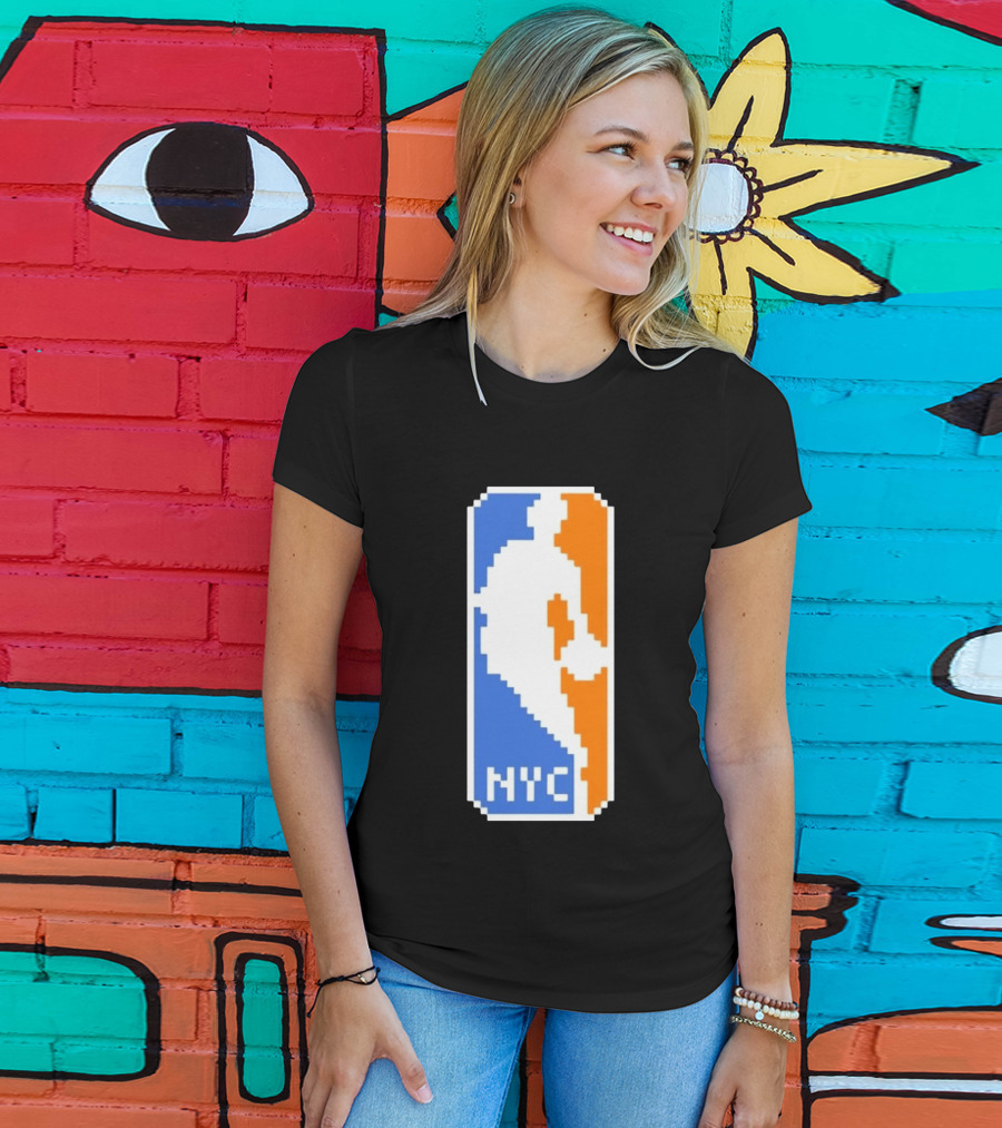 NYC NBA Pixel Logo Basketball T-Shirt