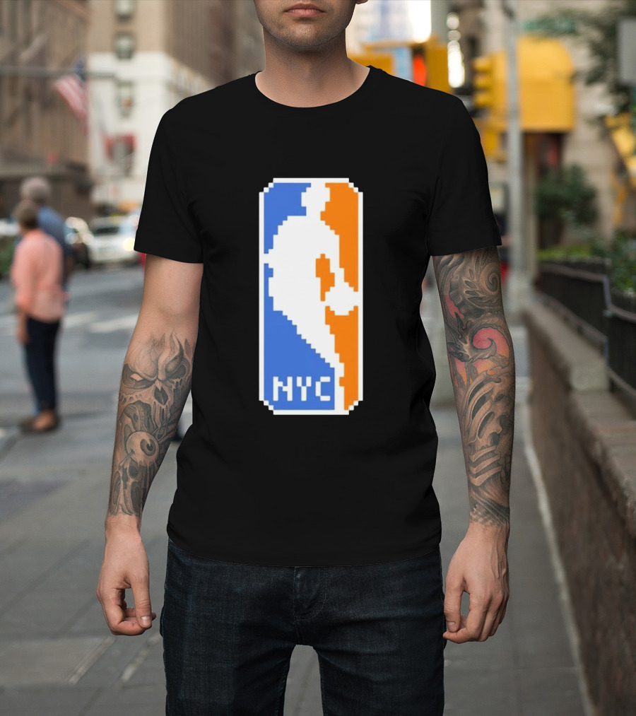 NYC NBA Pixel Logo Basketball T-Shirt