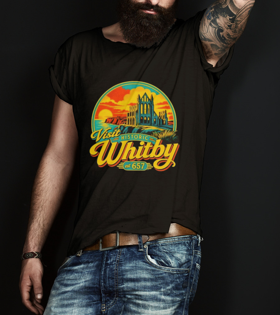 Visit Historic Whitby Abbey North Yorkshire England Est 657 T-Shirt