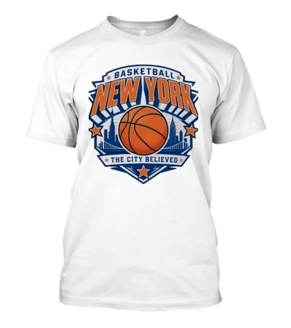 New York Basketball 2026 Champs The City Believed Skyline Basketball T-Shirt