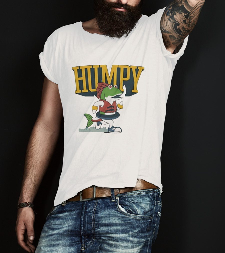 Humpy Running Fish With Life Vest Tube Humor T-Shirt
