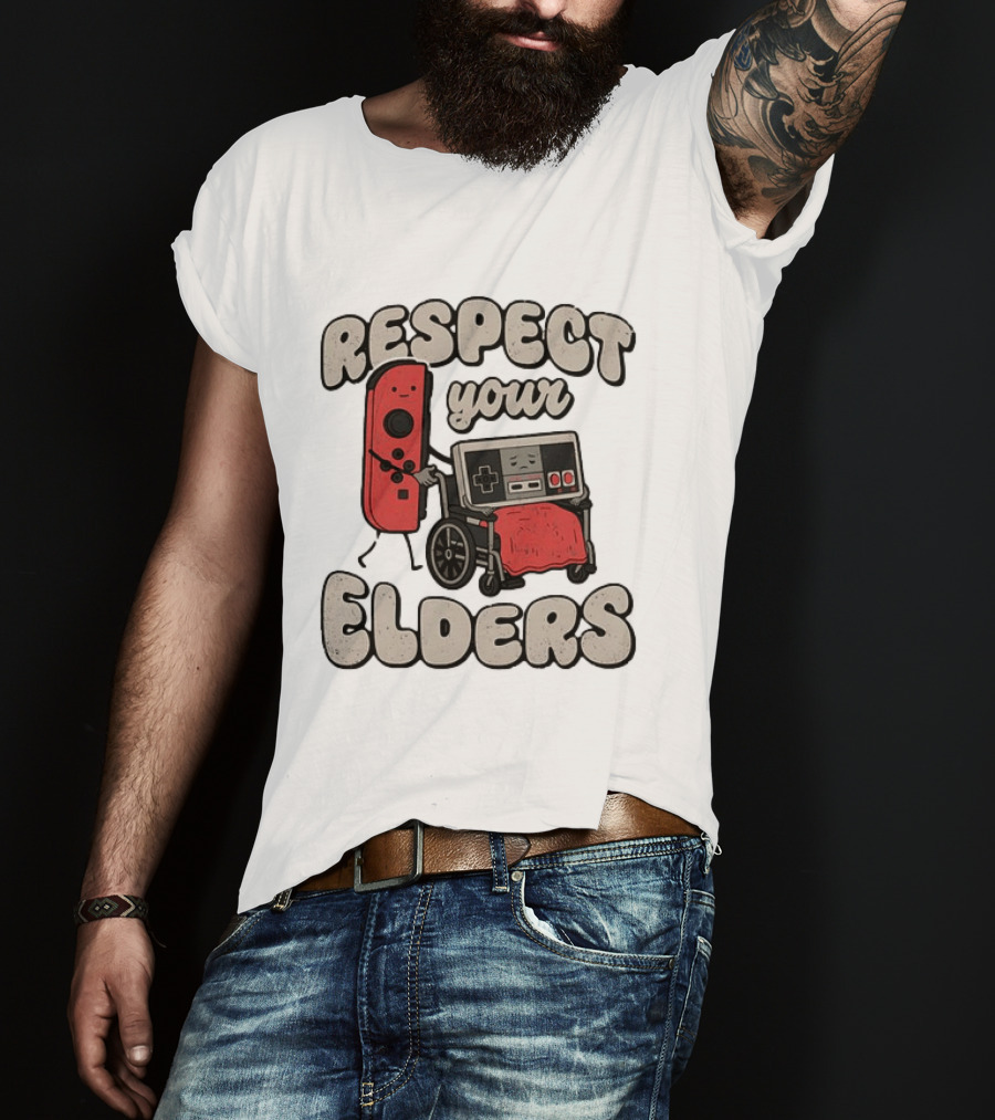 Respect Your Elders NES Controller Switch Gamer Humor T-Shirt