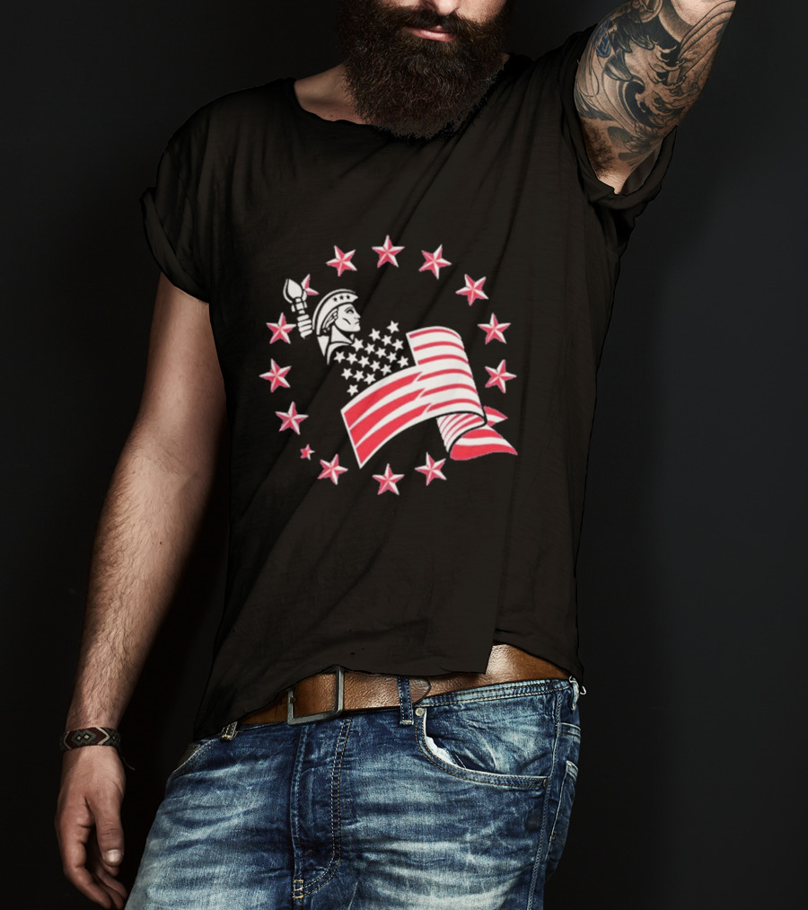 Patriotic Lady Liberty American Flag Stars USA Pride T-Shirt