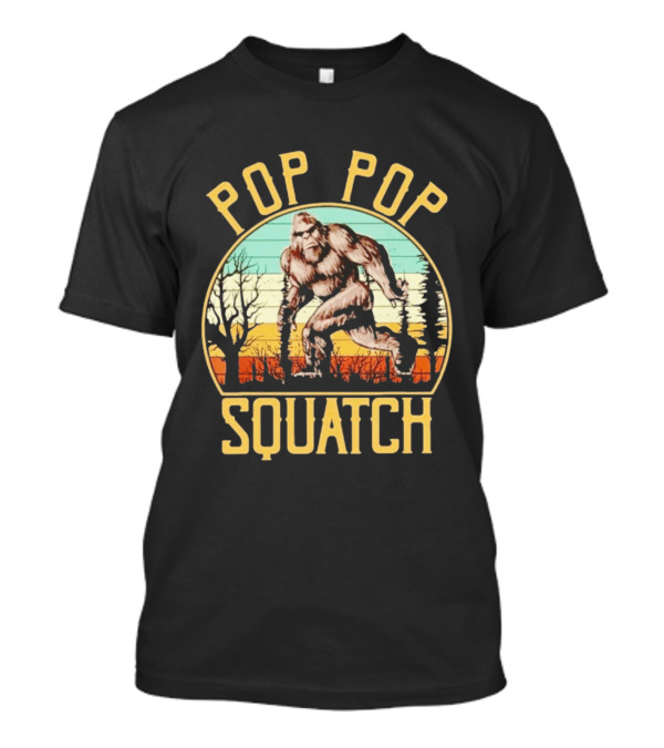 Pop Pop Squatch Bigfoot Vintage Forest Scene T-Shirt