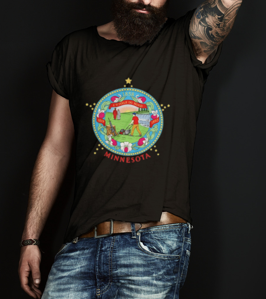 Minnesota Seal L'Etoile Du Nord 1858 1819 1893 Humorous Lawn Care Satire T-Shirt