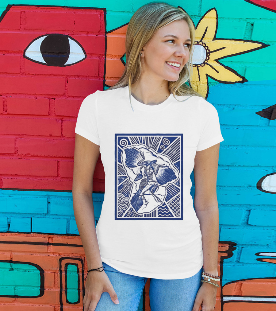 Archaeopteryx Fossil Linocut Prehistoric Bird Paleontology Biology T-Shirt