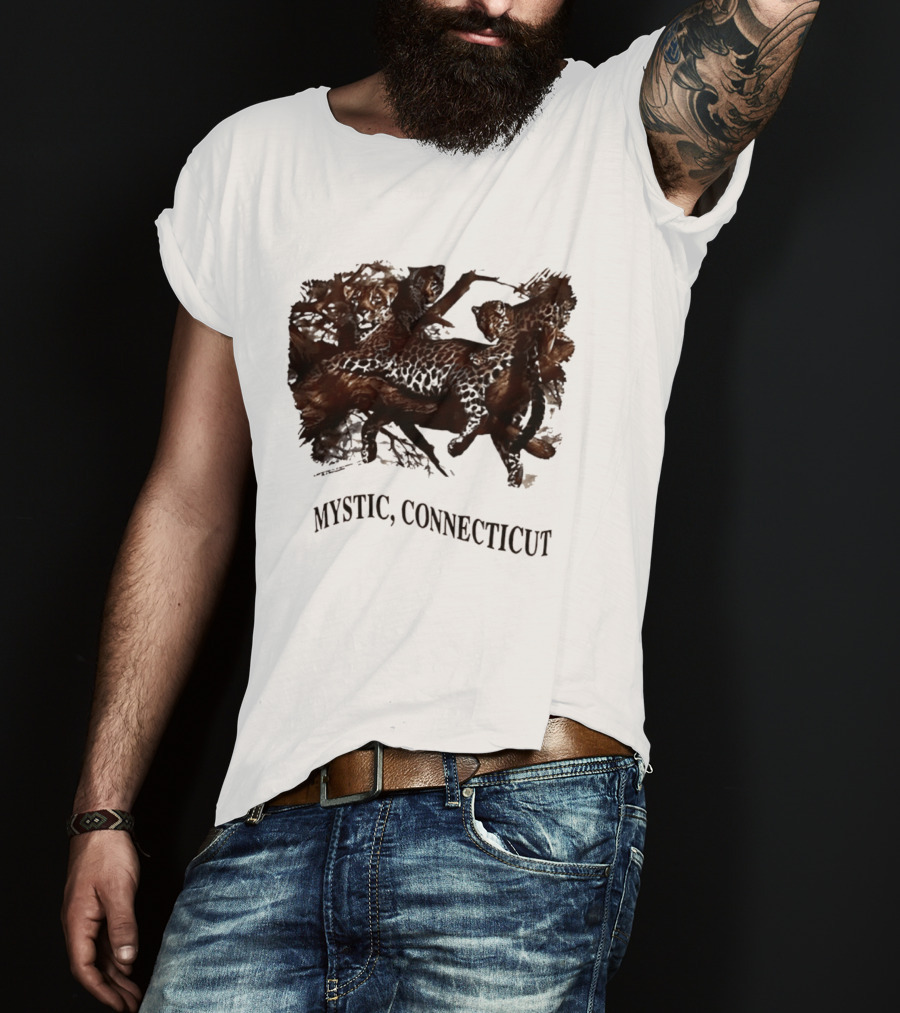 Mystic Connecticut Cheetah Panther Lion T-Shirt