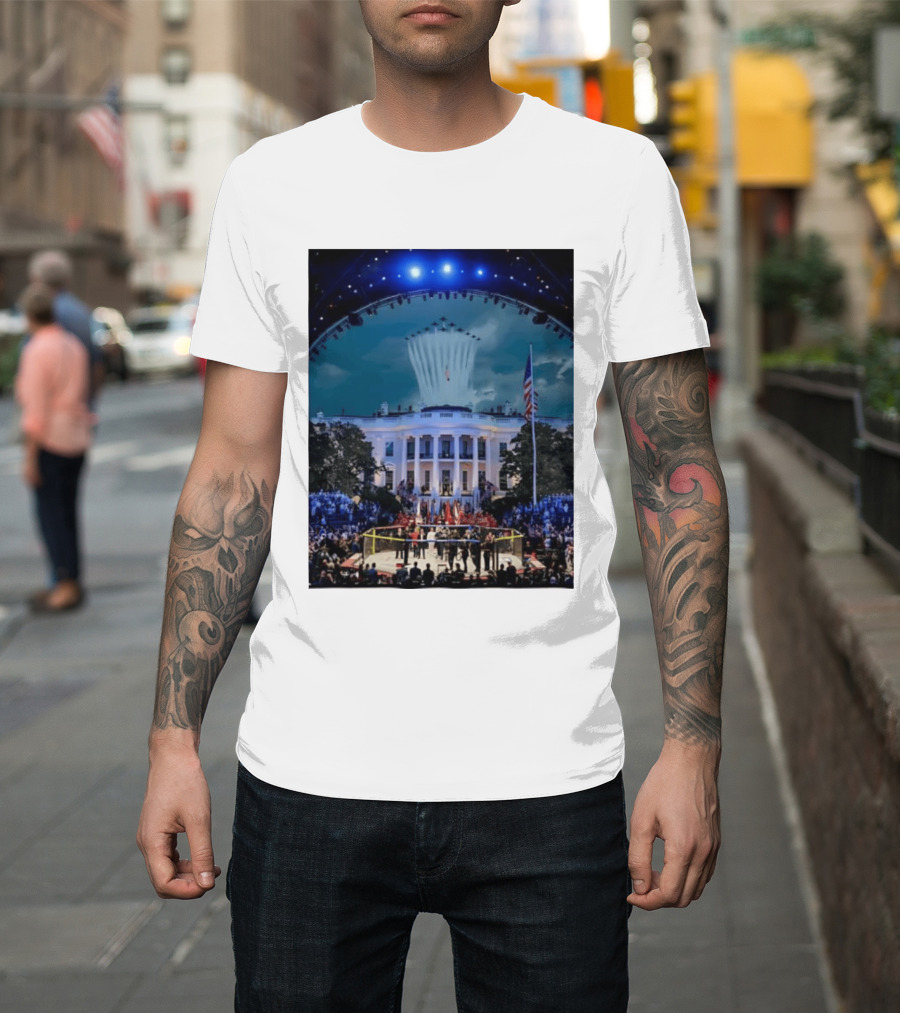 White House MMA Octagon Event Flyover American Flag Patriotic Display T-Shirt