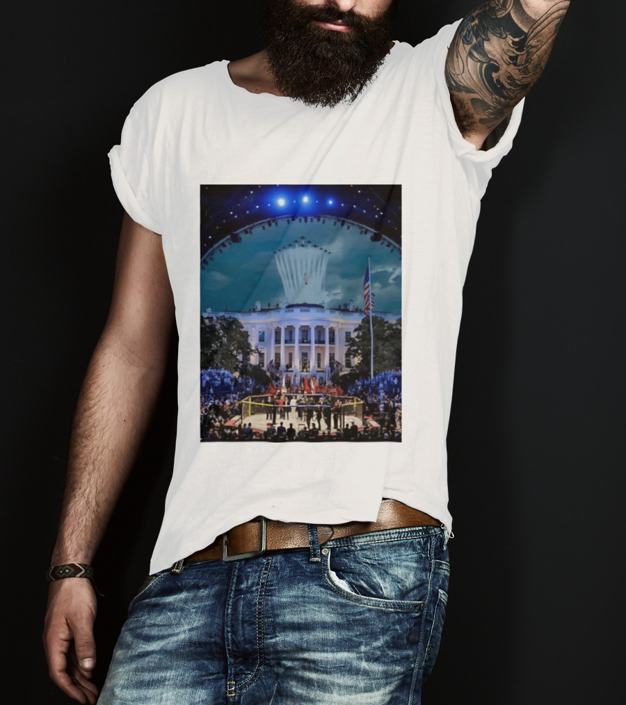 White House MMA Octagon Event Flyover American Flag Patriotic Display T-Shirt