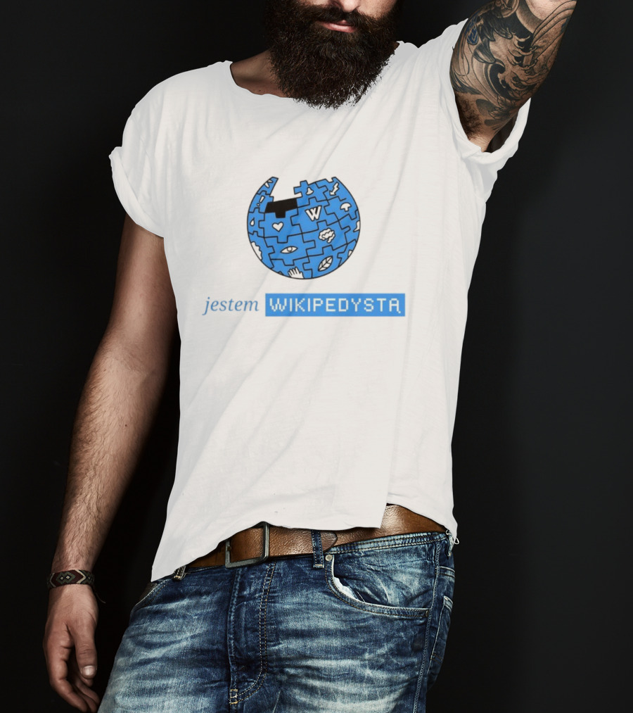 Jestem Wikipedysta Puzzle Globe Icon Eyes And Clouds T-Shirt