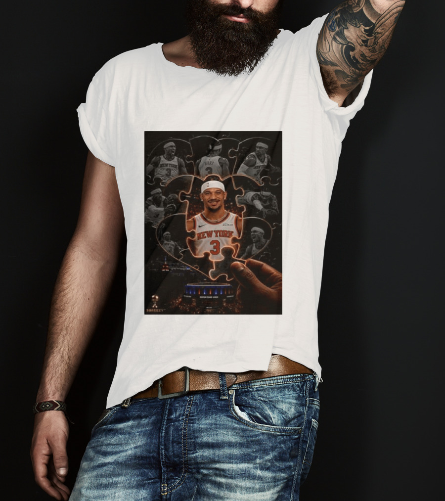 Josh Hart New York Knicks NBA Madison Square Garden Puzzle Image T-Shirt