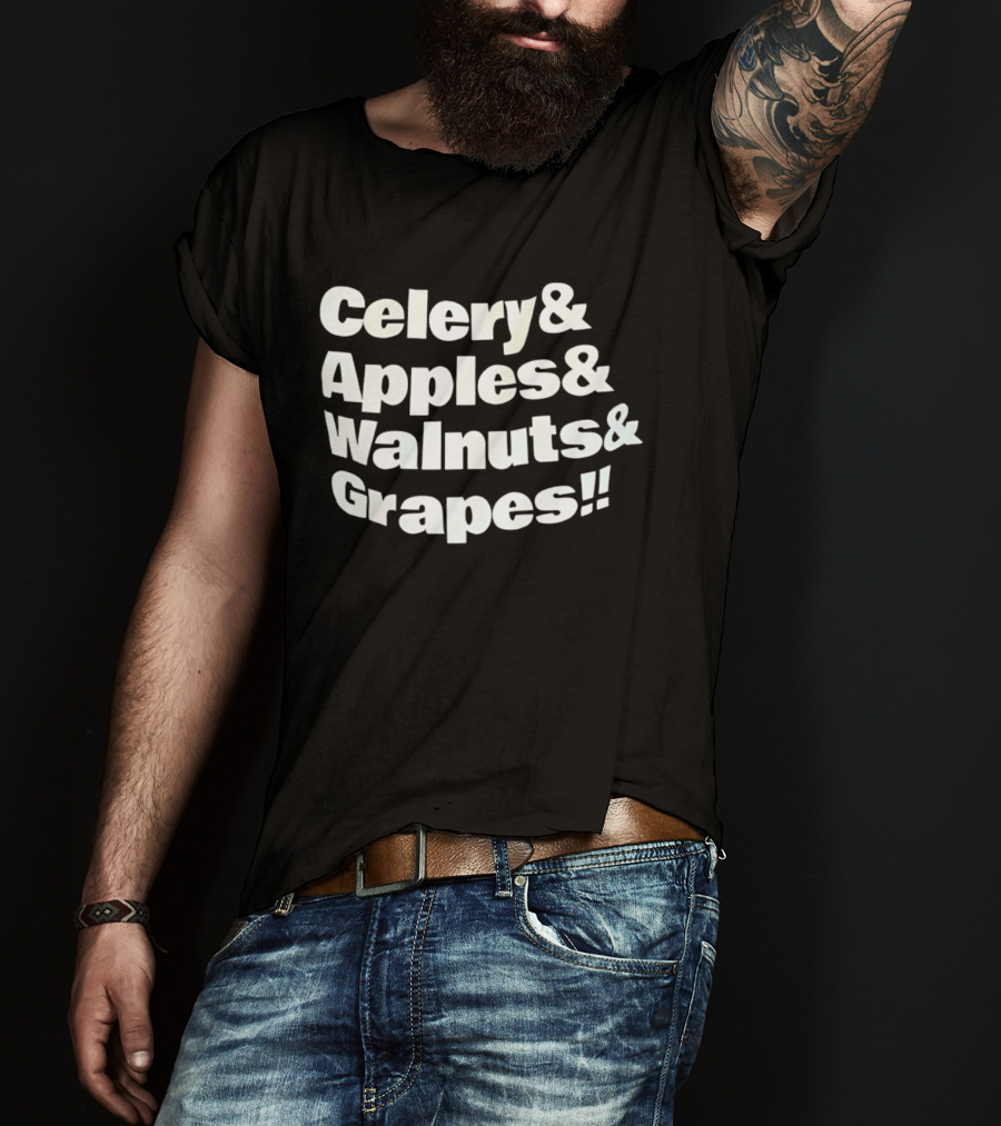 Celery Apples Walnuts Grapes Food Ingredients List T-Shirt