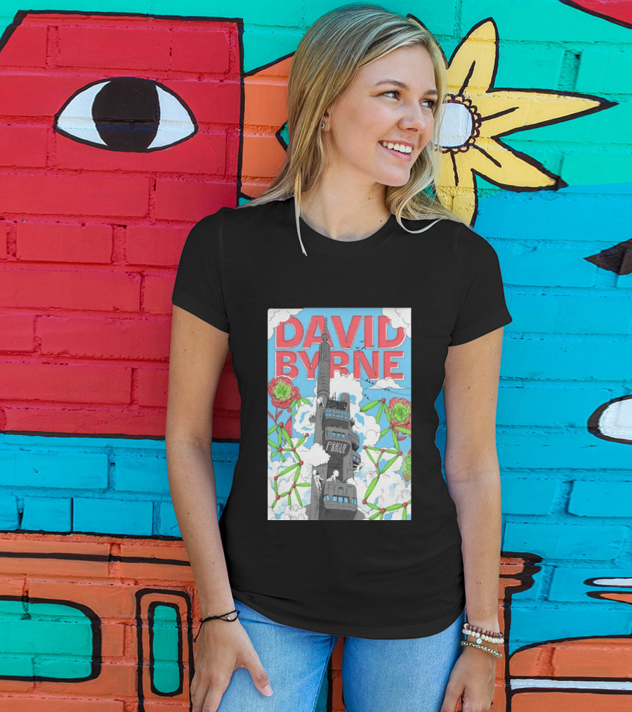 David Byrne Prague June 17 2026 Tour Psychedelic Cityscape T-Shirt