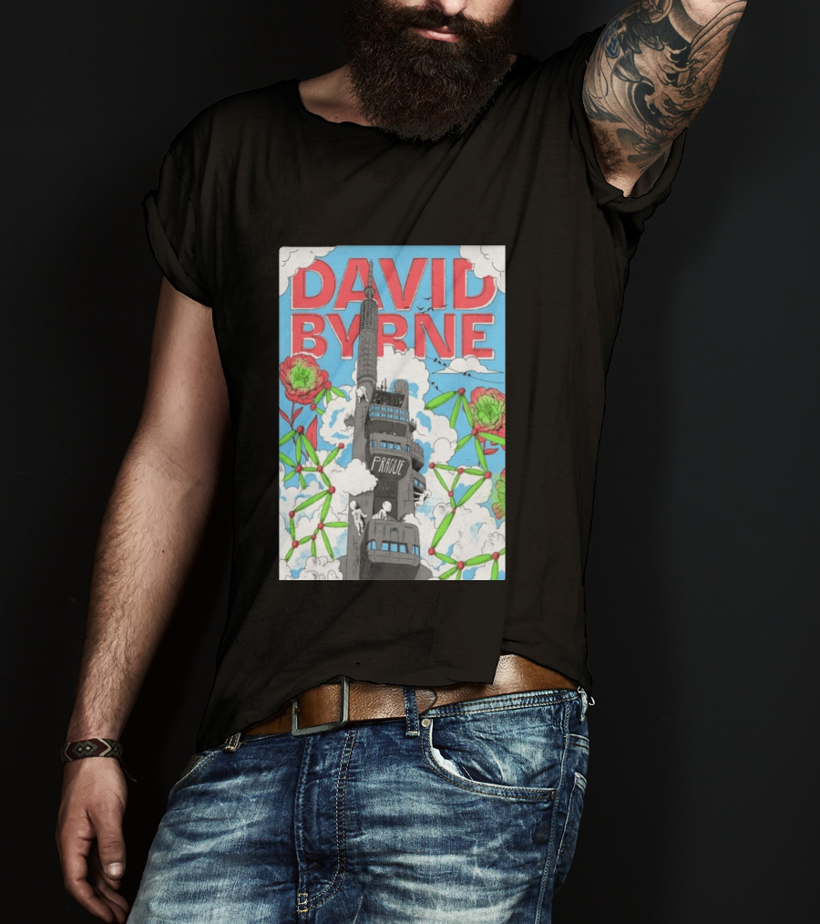 David Byrne Prague June 17 2026 Tour Psychedelic Cityscape T-Shirt