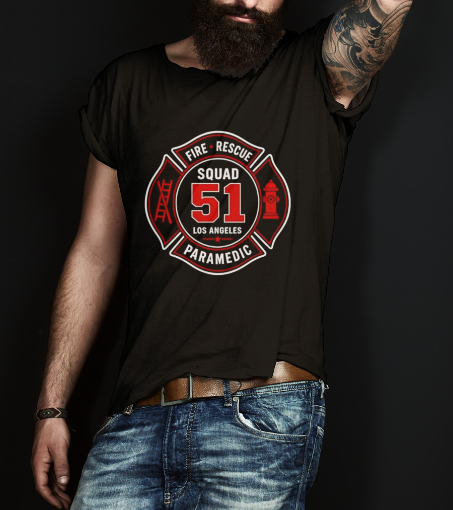Fire Rescue Paramedic Squad 51 Los Angeles T-Shirt