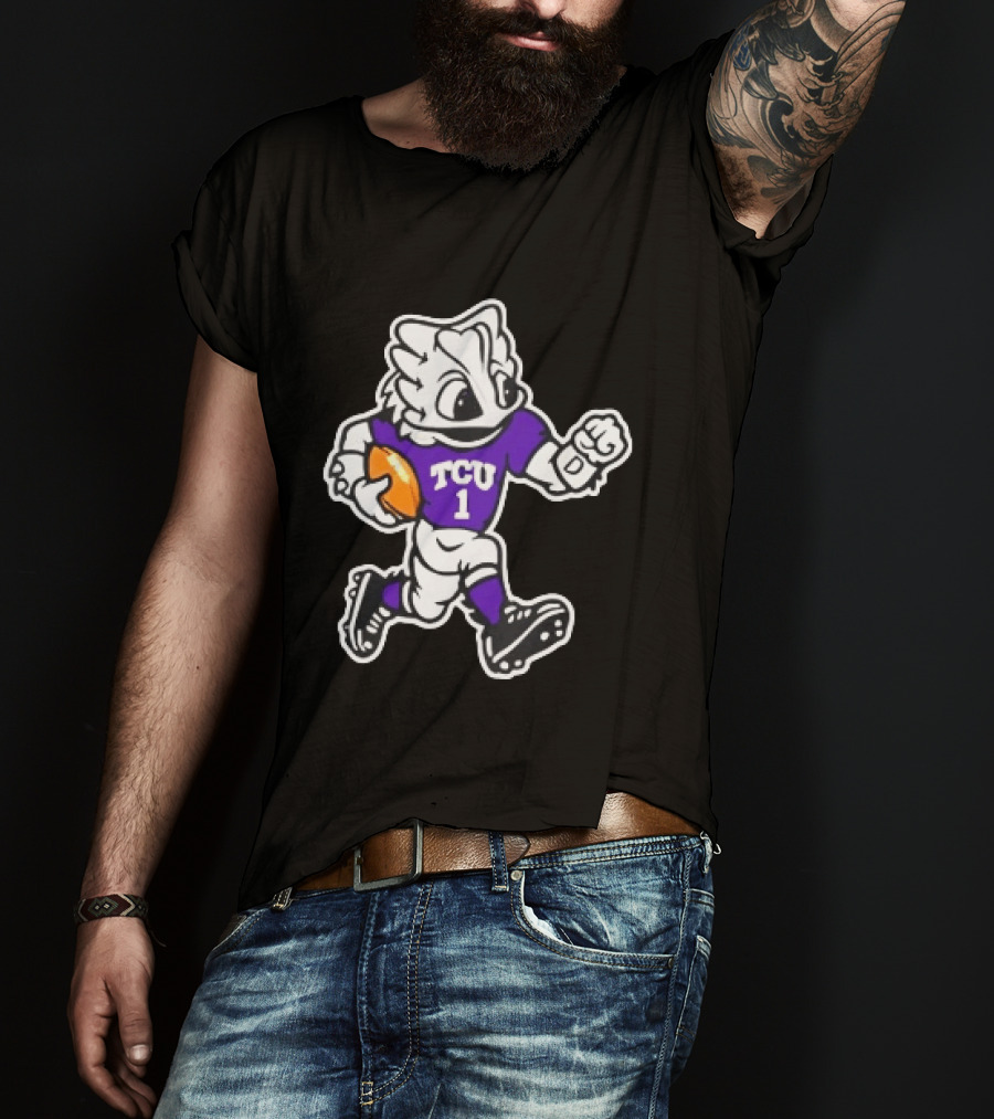TCU Horned Frog Mascot Running Football TCU 1 Fan Gear T-Shirt