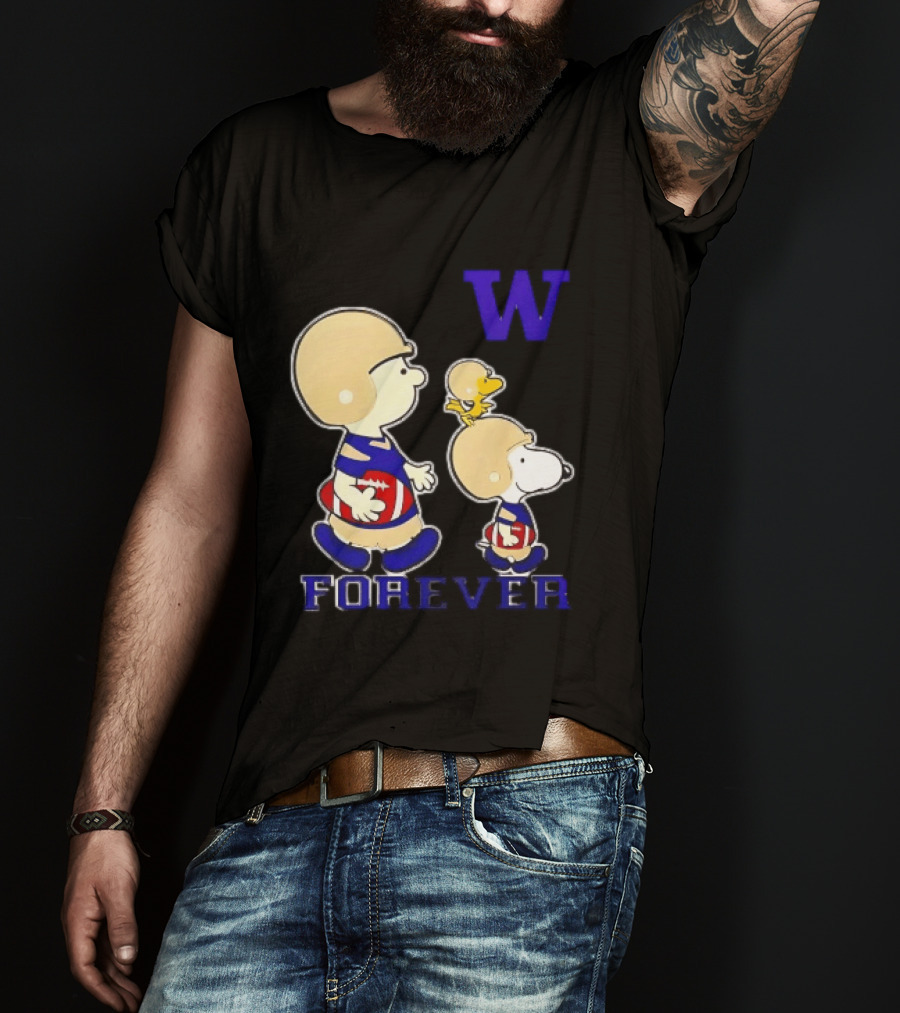 Peanuts Characters Football Players Washington Huskies W Forever T-Shirt
