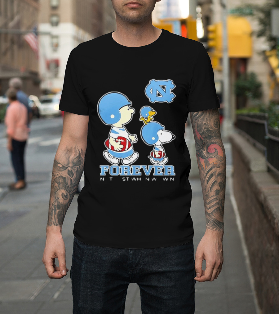 UNC Tar Heels Snoopy Charlie Brown Football Forever T-Shirt