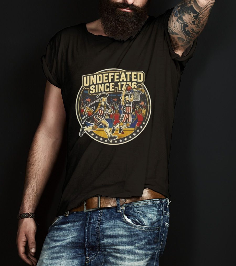Undefeated Since 1776 USA Basketball Patriotic Celebration T-Shirt