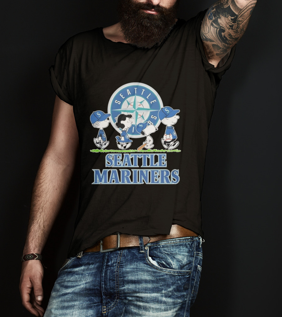 Peanuts Gang Snoopy Baseball Seattle Mariners Yankees Fans T-Shirt