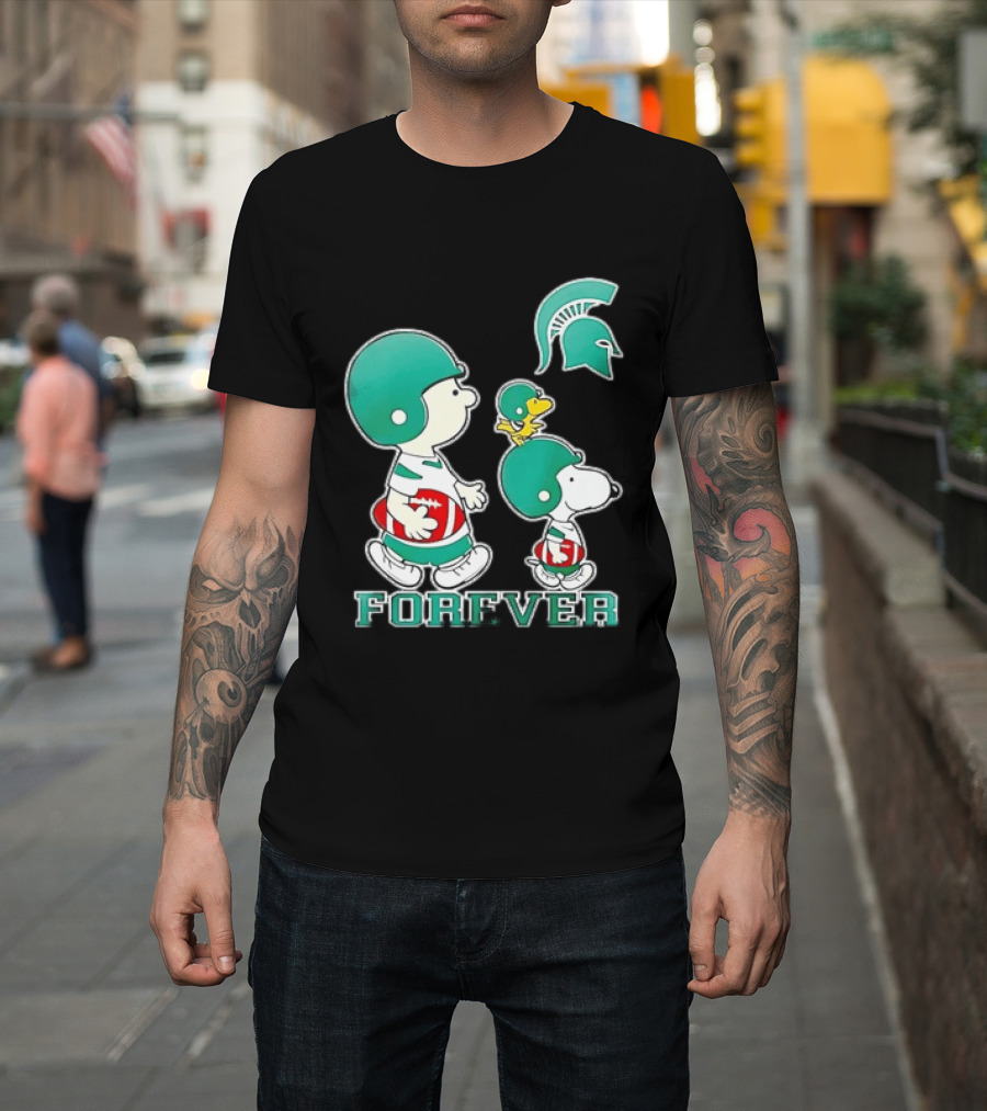 Peanuts Woodstock Charlie Brown Snoopy Michigan State Spartans Forever T-Shirt
