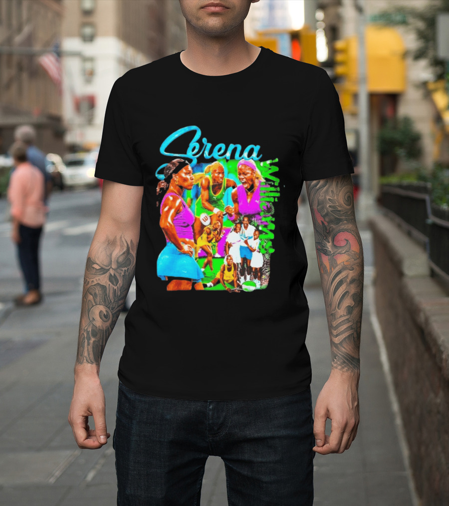 Serena Williams Vibrant Tennis Champion Collage T-Shirt