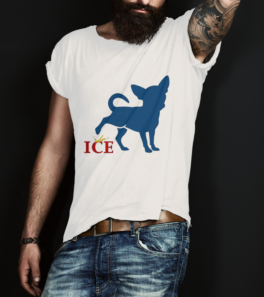 Chihuahua Urinating On ICE Text Representation T-Shirt