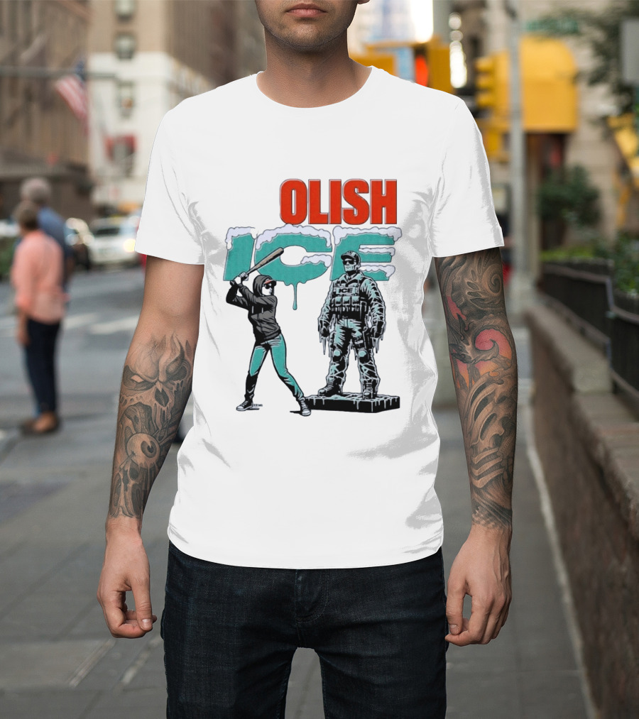 Krime Olish ICE Woman With Baseball Bat Smashing Statue T-Shirt