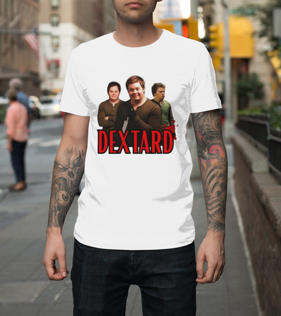 Dextard Meme Parody With Triple Character Image And Red T-Shirt