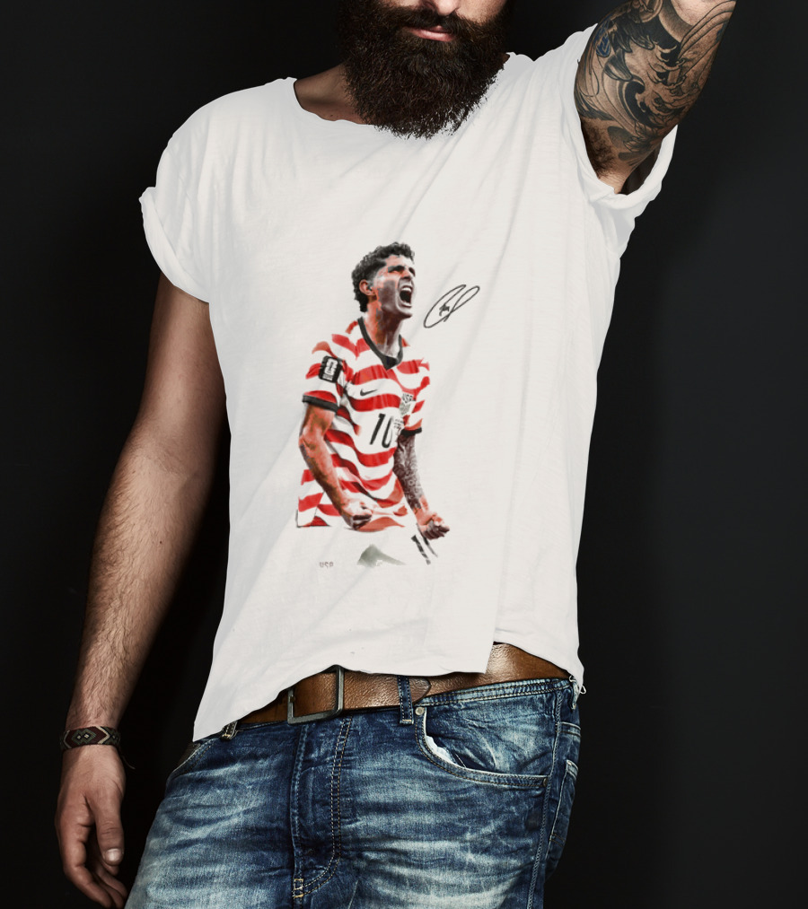 USA 10 Christian Pulisic Soccer Star Jersey Signature T-Shirt