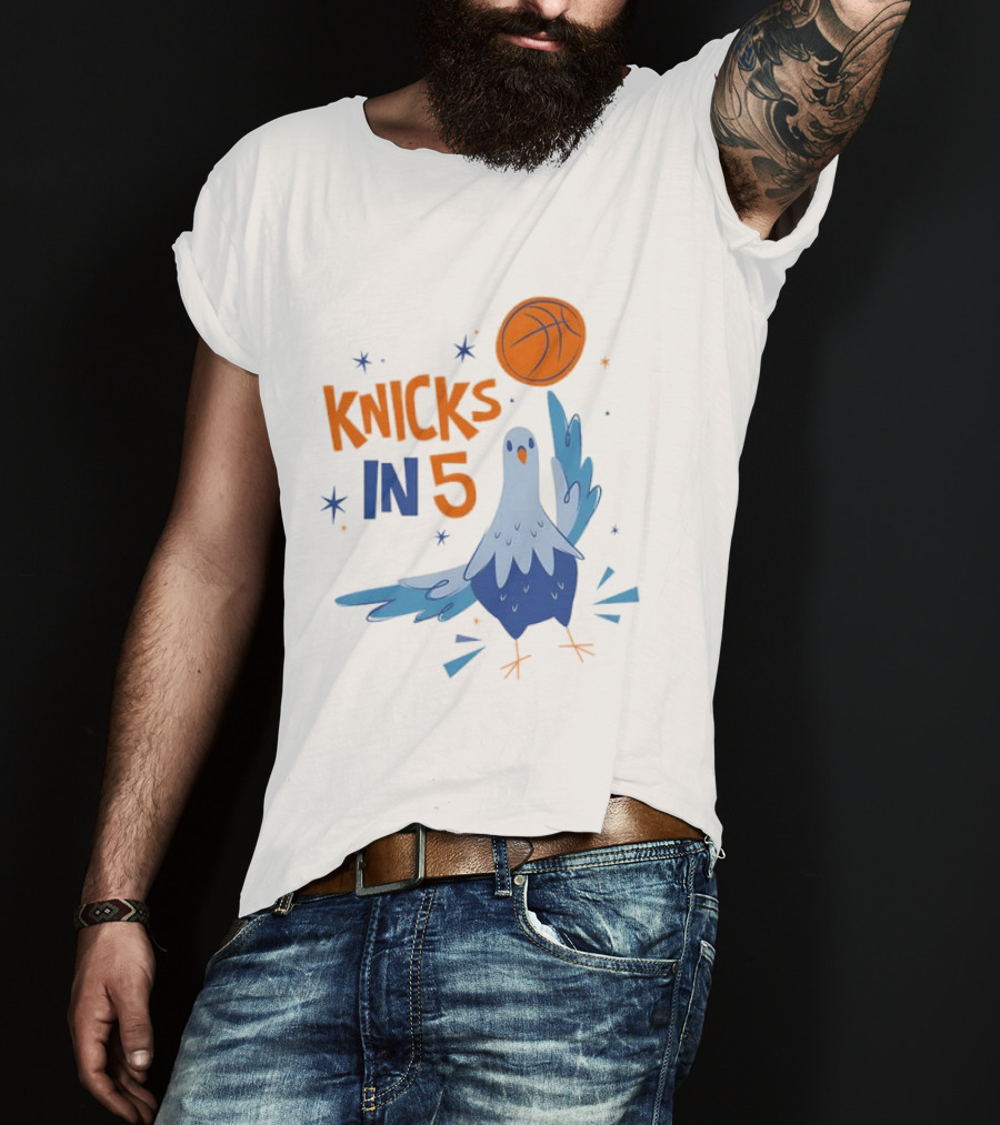 New York Knicks NBA Pigeon Basketball Knicks In 5 T-Shirt