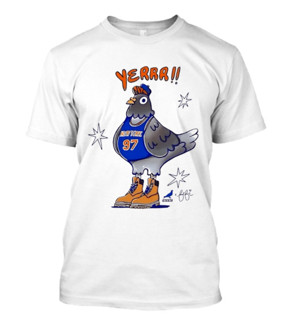 Pigeon Fefi Yerrr 97 New York Basketball Jersey Timberland Boots T-Shirt
