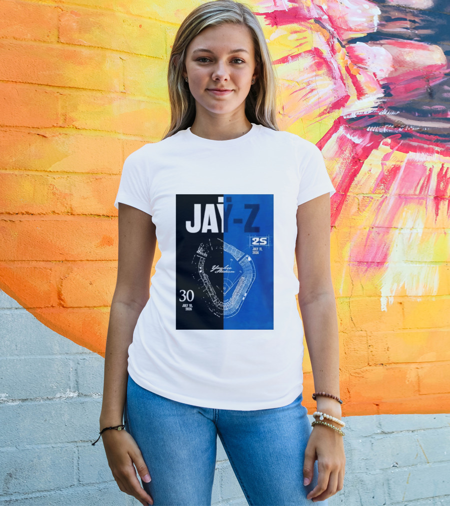 Jay Z Yankee Stadium July 10 11 2026 Celebration With Map Blueprint T-Shirt