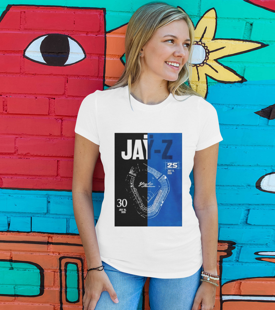 Jay Z Yankee Stadium July 10 11 2026 Celebration With Map Blueprint T-Shirt