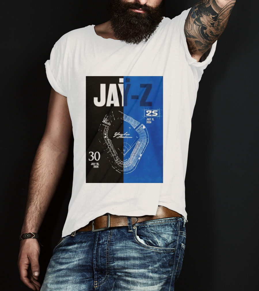 Jay Z Yankee Stadium July 10 11 2026 Celebration With Map Blueprint T-Shirt