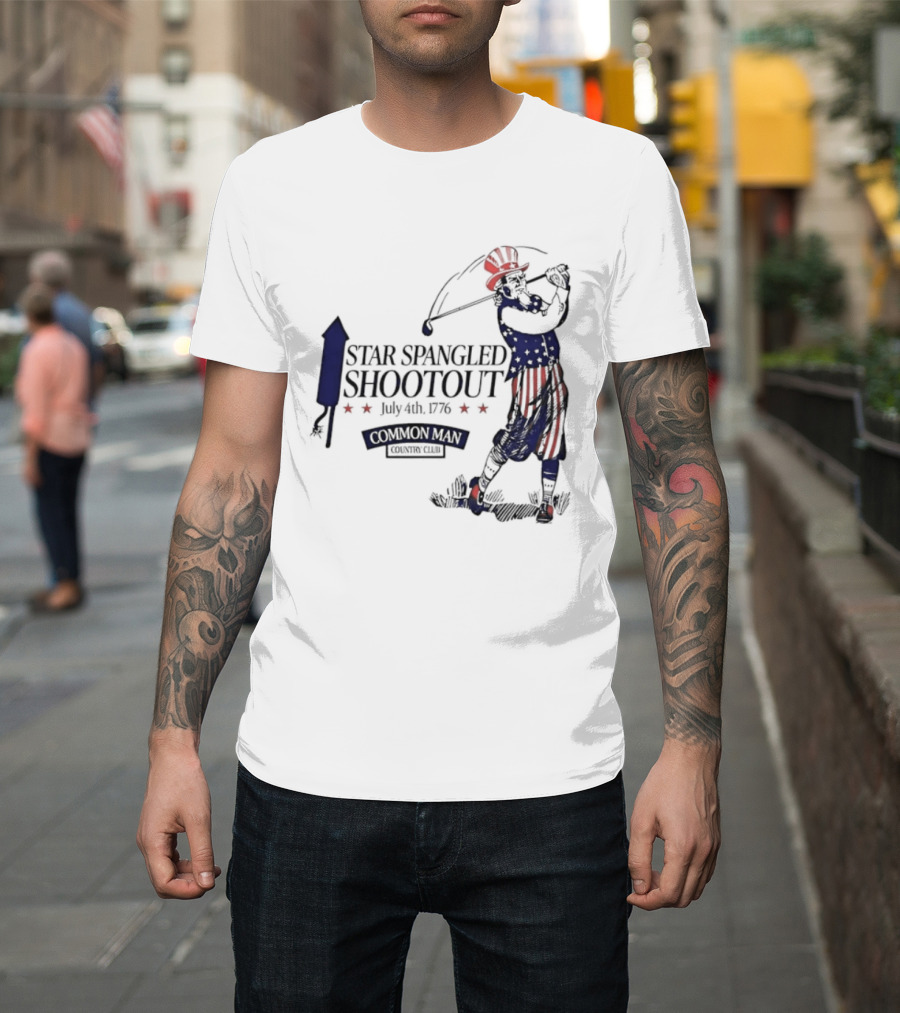 Star Spangled Shootout Common Man Country Club Patriotic Golfer T-Shirt
