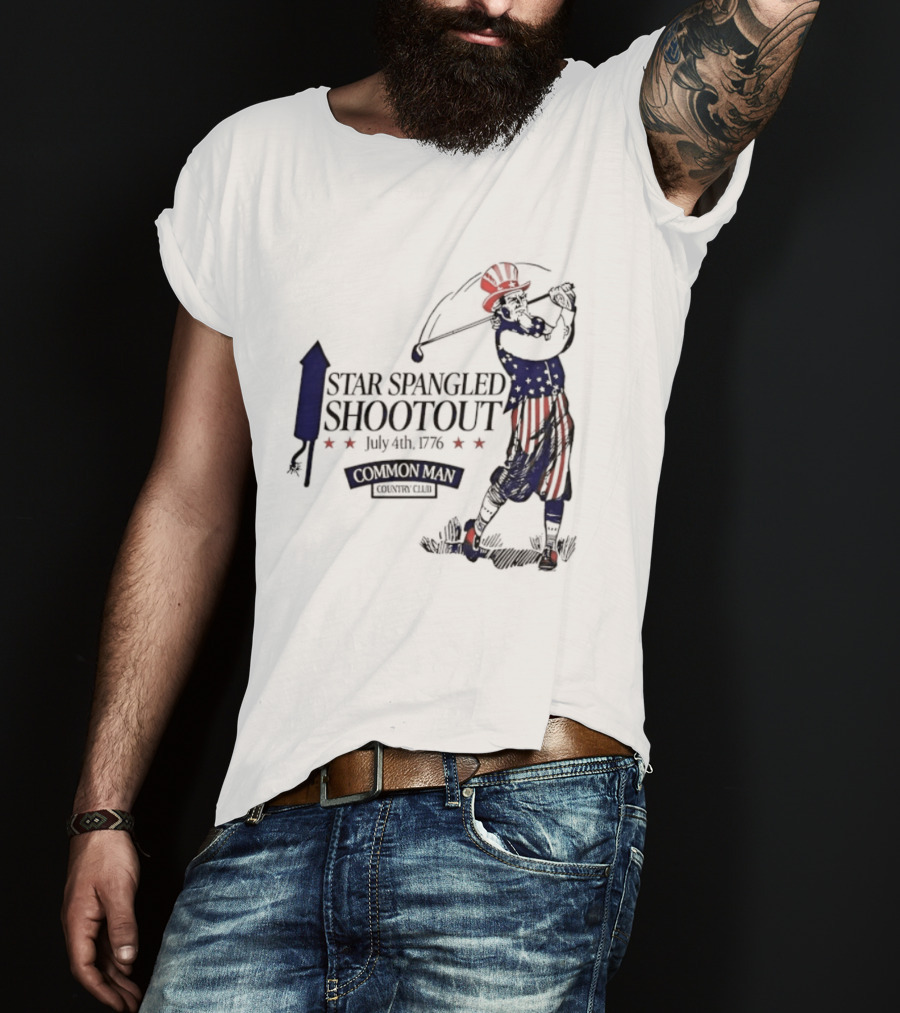 Star Spangled Shootout Common Man Country Club Patriotic Golfer T-Shirt