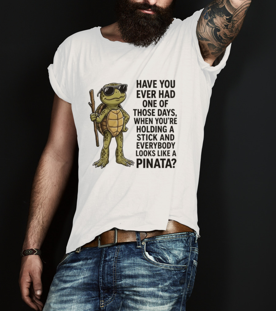 Have You Ever Had One Of Those Days Turtle Holding A Stick Looking Like A Pinata T-Shirt