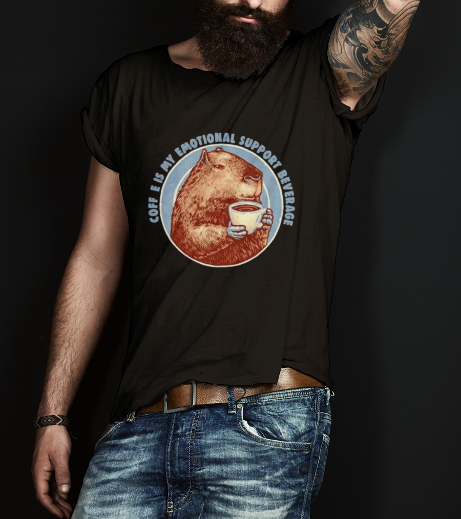 Capybara Coffee Is My Emotional Support Beverage Retro Style Animal Lovers T-Shirt