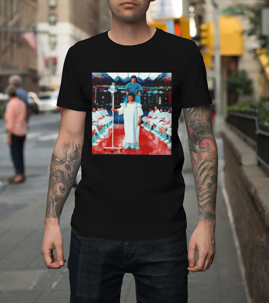 Doctor Riding On Patient Shoulders Hospital Room Surrealism T-Shirt