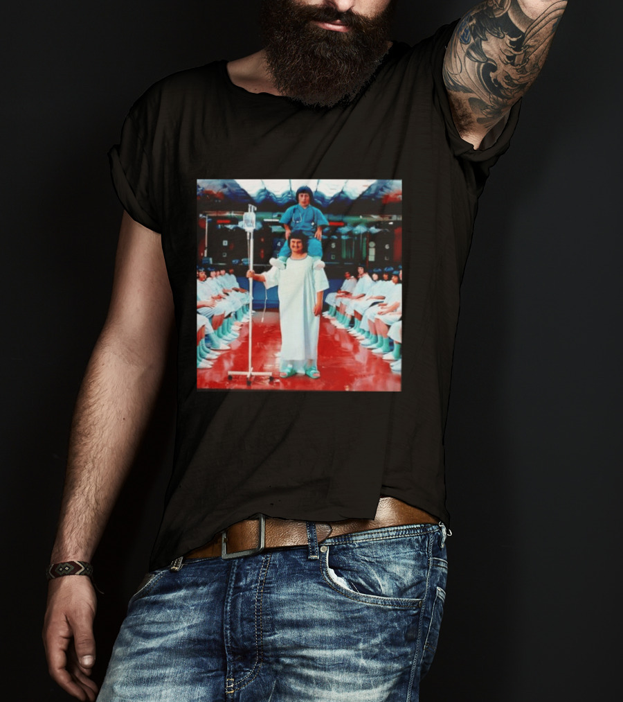 Doctor Riding On Patient Shoulders Hospital Room Surrealism T-Shirt