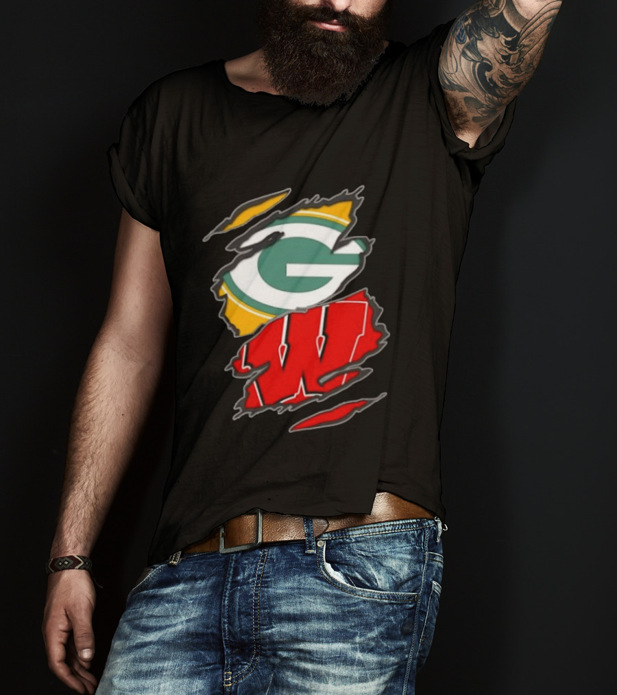 Green Bay Packers Wisconsin Badgers Team Sports Fan T-Shirt