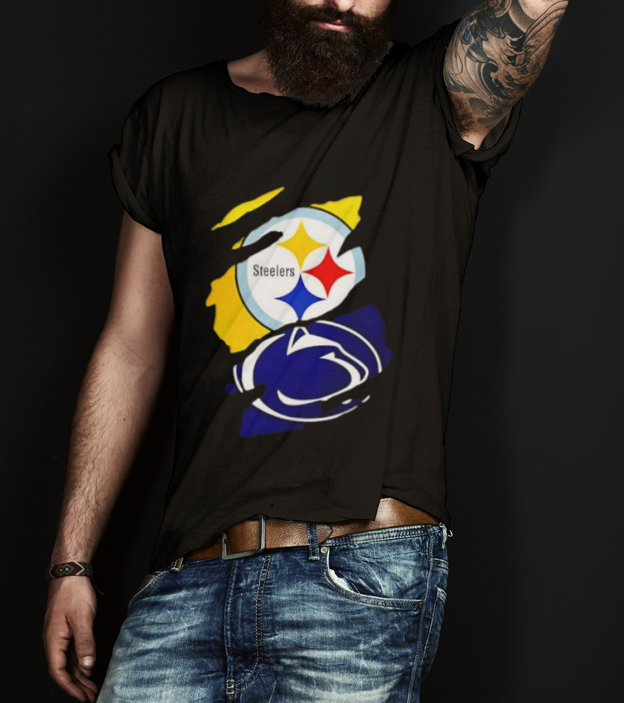 Pittsburgh Steelers Penn State Nittany Lions Team Tear T-Shirt