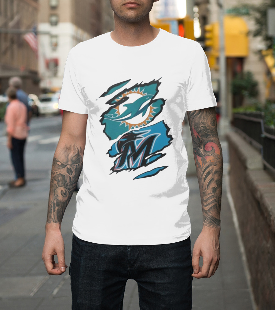 Miami Dolphins Marlins Beneath The Surface NFL MLB T-Shirt
